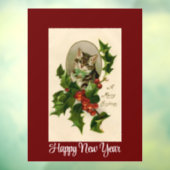 Kitten in Holly venster Cling Raamsticker (Vel 3)