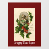Kitten in Holly venster Cling Raamsticker (Vel)
