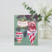 Kitten in kerstboom feestdagenkaart (Staand voorkant)