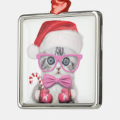 Kitten in kerstpet metalen ornament (Links)