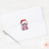 Kitten in kerstpet vierkante sticker (Envelop)