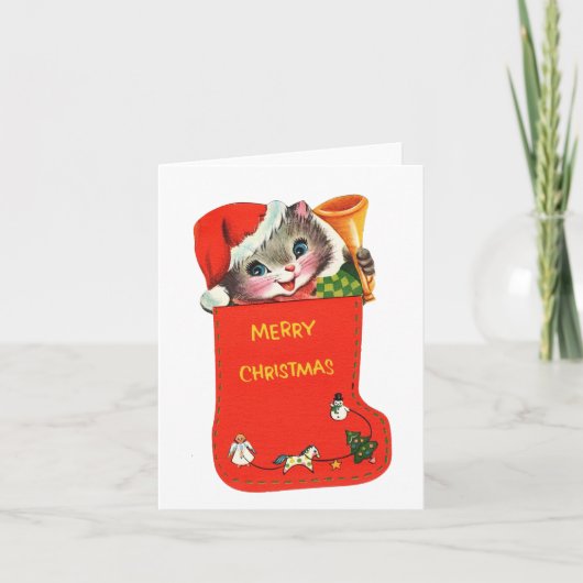 Kitten in kerststallen Kaart (Voorkant)
