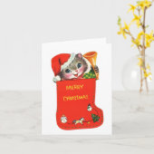 Kitten in kerststallen Kaart (Gele Bloem)