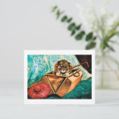 Kitten in Leather Bag, Louis Wain Briefkaart (Staand voorkant)