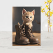 Kitten in oude laars kaart (Gele Bloem)