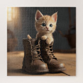 Kitten in oude laars legpuzzel (Verticaal)