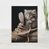 Kitten In Oude Sneaker voor Verjaardag Kaart (Voorkant)