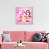 Kitten in paarse schoen canvas afdruk (Insitu (Woonkamer))