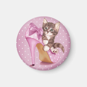 Kitten in paarse schoen magneet