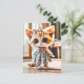 Kitten in Patterned Dress Indoors Feestdagenkaart (Staand voorkant)