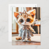 Kitten in Patterned Dress Indoors Feestdagenkaart (Voorkant / Achterkant)