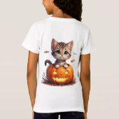 Kitten in Pompoen Halloween 🎃 T-shirt (Achterkant)