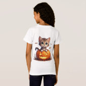 Kitten in Pompoen Halloween 🎃 T-shirt (Achterkant volledig)