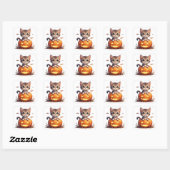 Kitten in Pompoen Halloween 🎃 Vierkante Sticker (Vel)