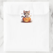 Kitten in Pompoen Halloween 🎃 Vierkante Sticker (Tas)
