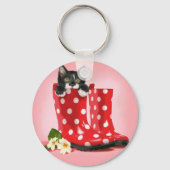 Kitten in Rainboots Sleutelhanger (Voorkant)