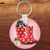 Kitten in Rainboots Sleutelhanger (Voorkant)