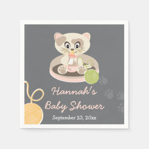 Kitten in roze luiers Baby shower Servetten