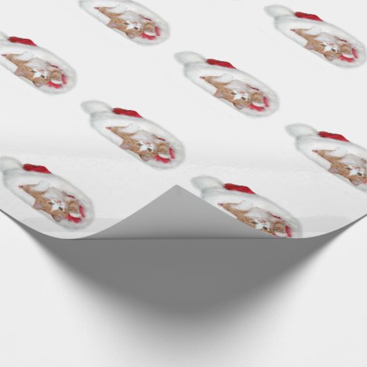 Kitten in Santa hat Cadeaupapier (Hoek)