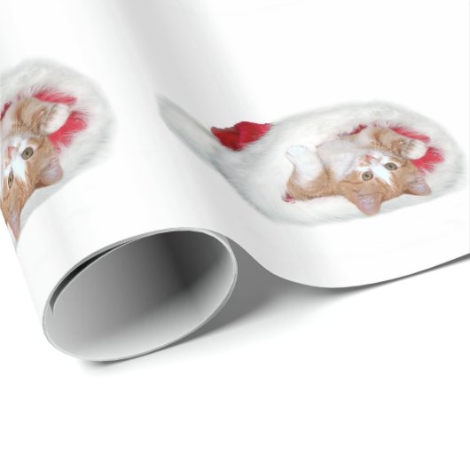 Kitten in Santa hat Cadeaupapier (Rol Hoek)