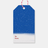 Kitten in Santa Hat en Snowflakes Cadeaulabel (Achterkant)