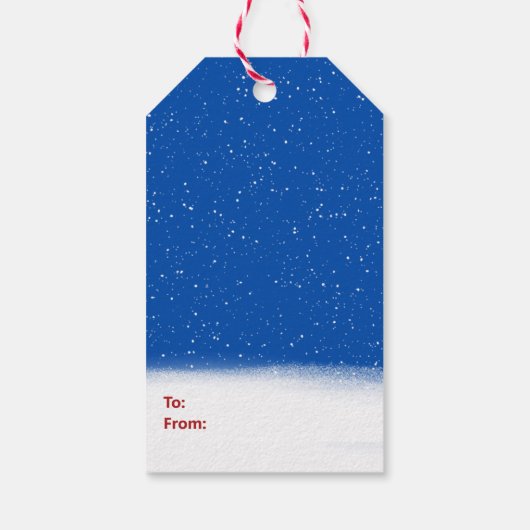 Kitten in Santa Hat en Snowflakes Cadeaulabel (Achterkant)