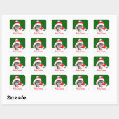 Kitten in Santa Hat en Snowflakes Vierkante Sticker (Vel)