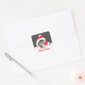 Kitten in Santa Hat en Snowflakes Vierkante Sticker (Envelop)