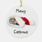 Kitten in Santa Hat Keramisch Ornament (Voorkant)