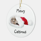 Kitten in Santa Hat Keramisch Ornament (Links)