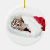 Kitten in Santa Hat Keramisch Ornament (Achterkant)