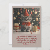 Kitten in Santa Hat Kerst Flat Vakantie Kaart (Voorkant)