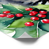 Kitten in Santa Hat Kerst Waterverf Kunst Poster (Hoek)