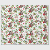 Kitten in Santa Hat Persoonlijke kerstnaam Cadeaupapier (Vlak)