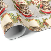  Kitten in Santa's Pet Meowy Christmas Cadeaupapier (Rol Hoek)
