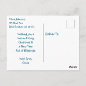 Kitten in slaap op feestelijke veranda Kerstmis Briefkaart (Achterkant)