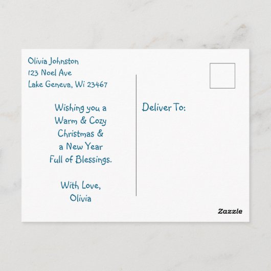 Kitten in slaap op feestelijke veranda Kerstmis Briefkaart (Achterkant)