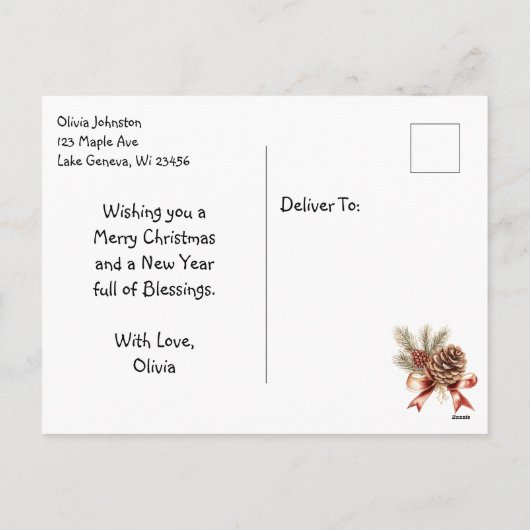 Kitten in slaap op feestelijke veranda Kerstmis Feestdagenkaart (Achterkant)