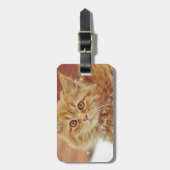 Kitten in sneeuw bagagelabel (Voorkant verticaal)