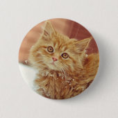Kitten in sneeuw ronde button 5,7 cm (Voorkant)