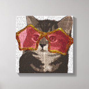 Kitten in Star Sunglazen Canvas Afdruk