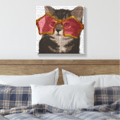 Kitten in Star Sunglazen Canvas Afdruk (Insitu (Slaapkamer))