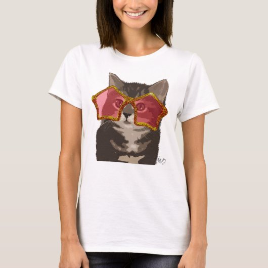 Kitten in Star Sunglazen T-shirt (Voorkant)