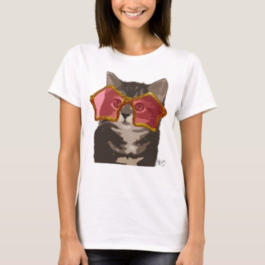 Kitten in Star Sunglazen T-shirt (Voorkant)