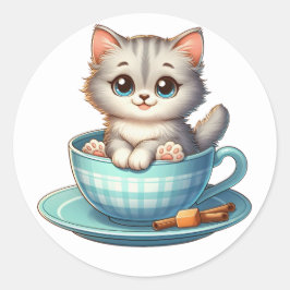 Kitten in Tea cup Stickers