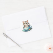 Kitten in Tea cup Stickers (Envelop)