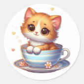 Kitten in Tea cup Stickers (Voorkant)