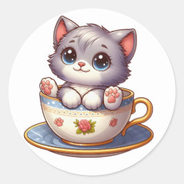 Kitten in Tea cup Stickers