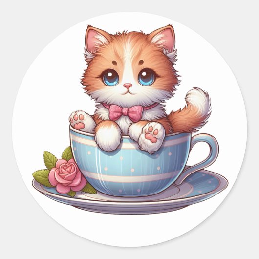 Kitten in Tea cup Stickers (Voorkant)