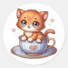 Kitten in Tea cup Stickers
